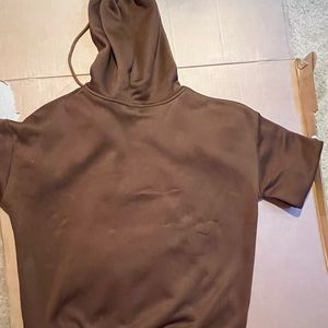 Brown zip up jacket with a hood